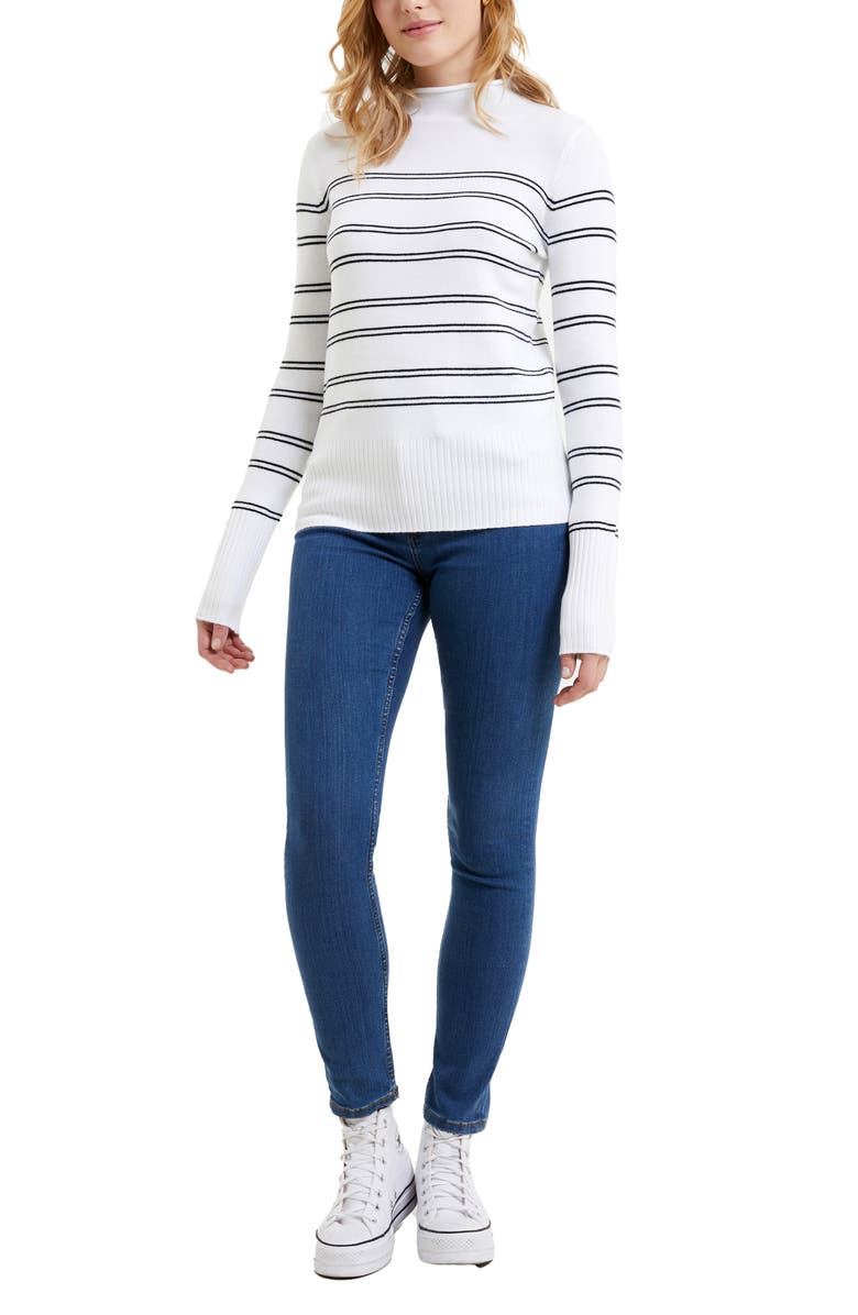 French Connection Babysoft Stripe Funnel Neck Sweater, Alternate, color, 