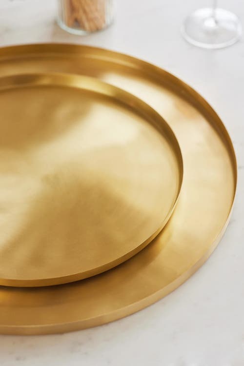 Fleck Heirloom Brass Serving Plate In Gold