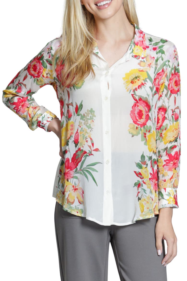 Floral Print Shirt, Main, color, YELLOW MULTI