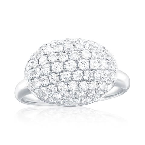 18K White Gold Diamond Puff Ring