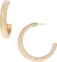 BaubleBar Pavé Crystal Ridged Hoop Earrings