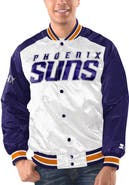STARTER Men's Starter White/Purple Phoenix Suns Renegade Satin Full-Snap Varsity Jacket