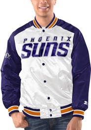 STARTER Men's Starter White/Purple Phoenix Suns Renegade Satin Full-Snap Varsity Jacket