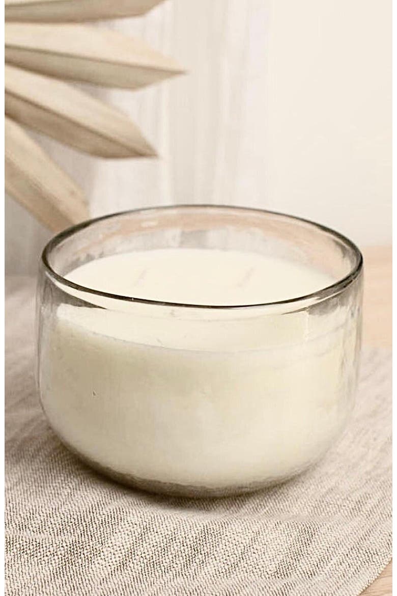 Pebbled Triple-Wick Candle Bowl, Alternate, color, White