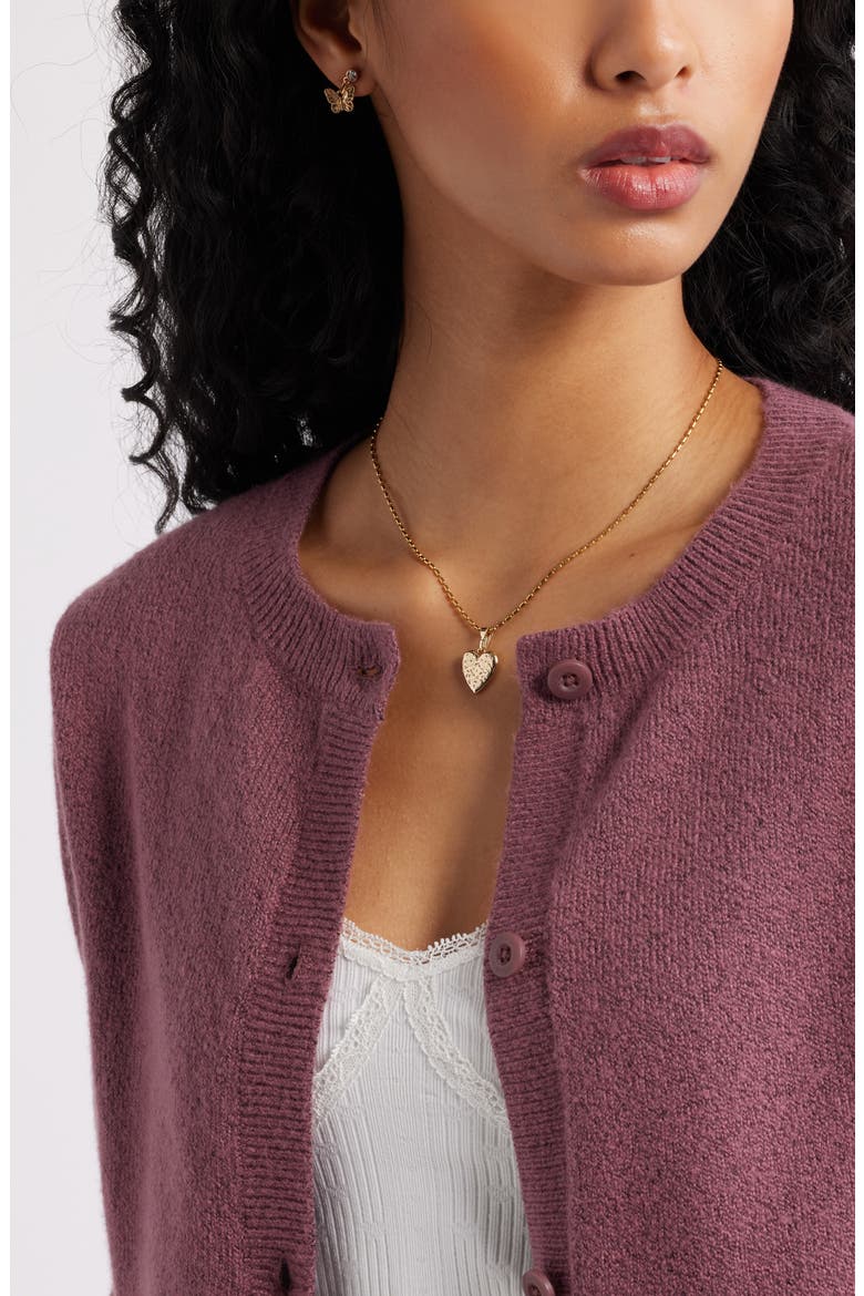Crewneck Cotton Blend Cardigan, Alternate, color, BURGUNDY SHADE