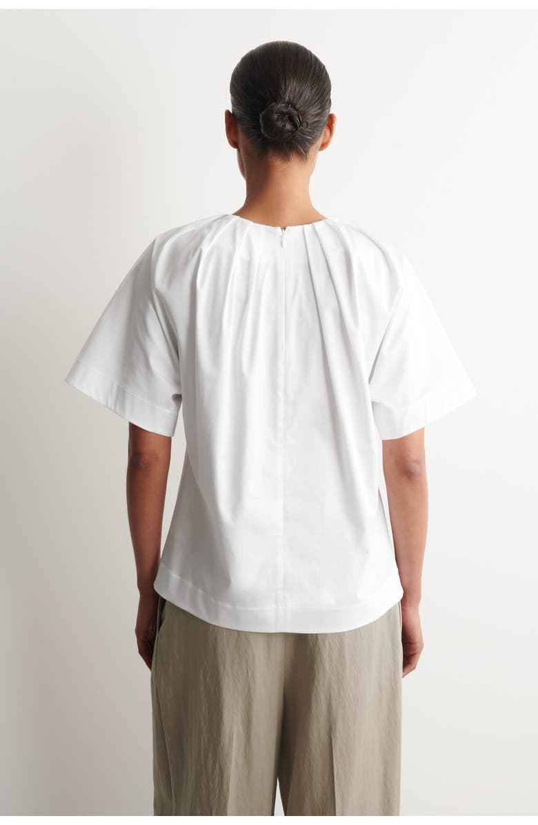 COS Gathered Short-sleeved Cotton Top, Alternate, color, White