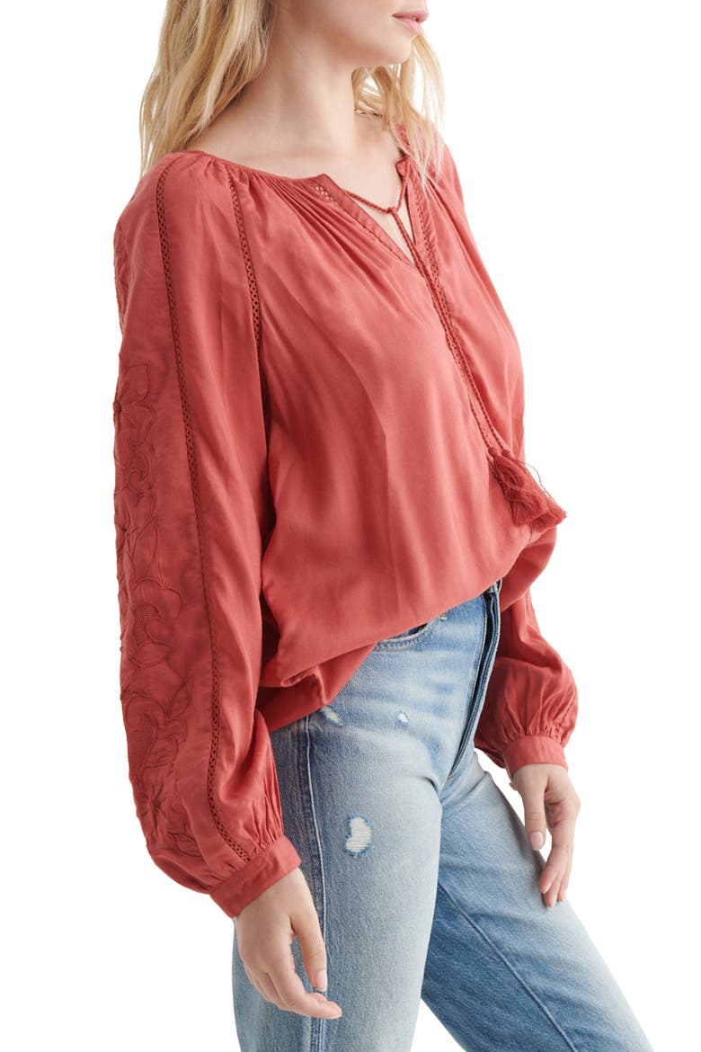 Cutwork Peasant Blouse, Alternate, color, TANDORI SPICE