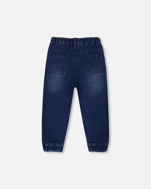 Deux Par Deux Little Boy's French Terry Denim Jogger Pant Dark Denim Blue In Dark Denim Blue