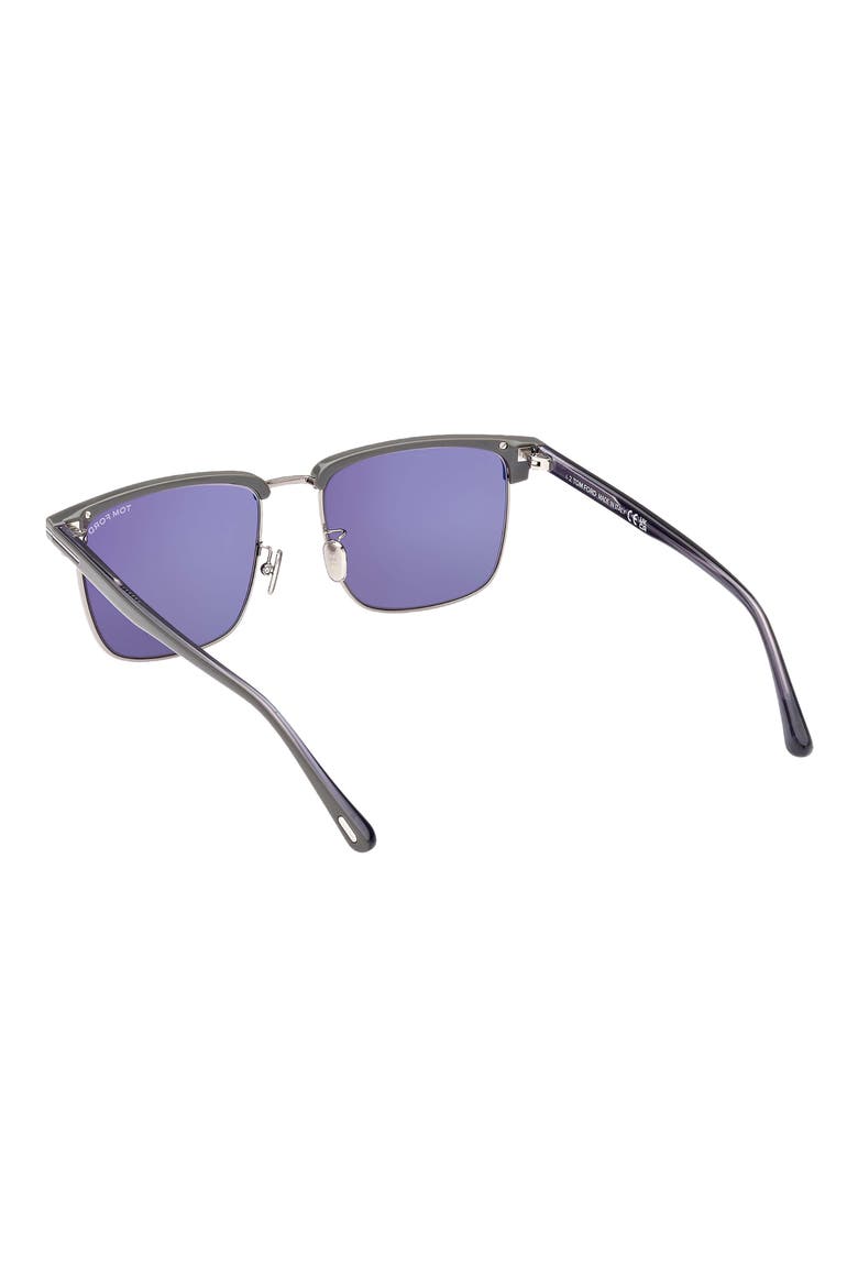 Hudson 55mm Square Sunglasses, Alternate, color, LIGHT RUTHENIUM/ BLUE
