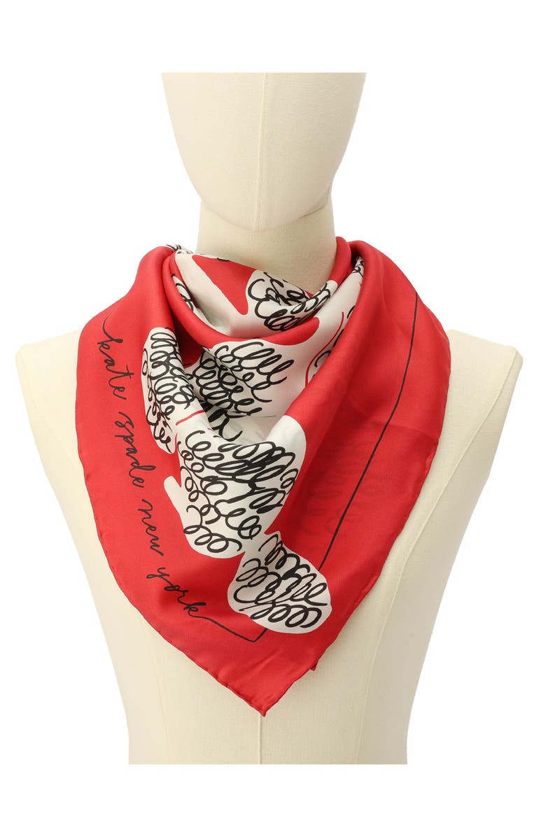 Kate Spade New York poodles silk square scarf, Alternate, color, 