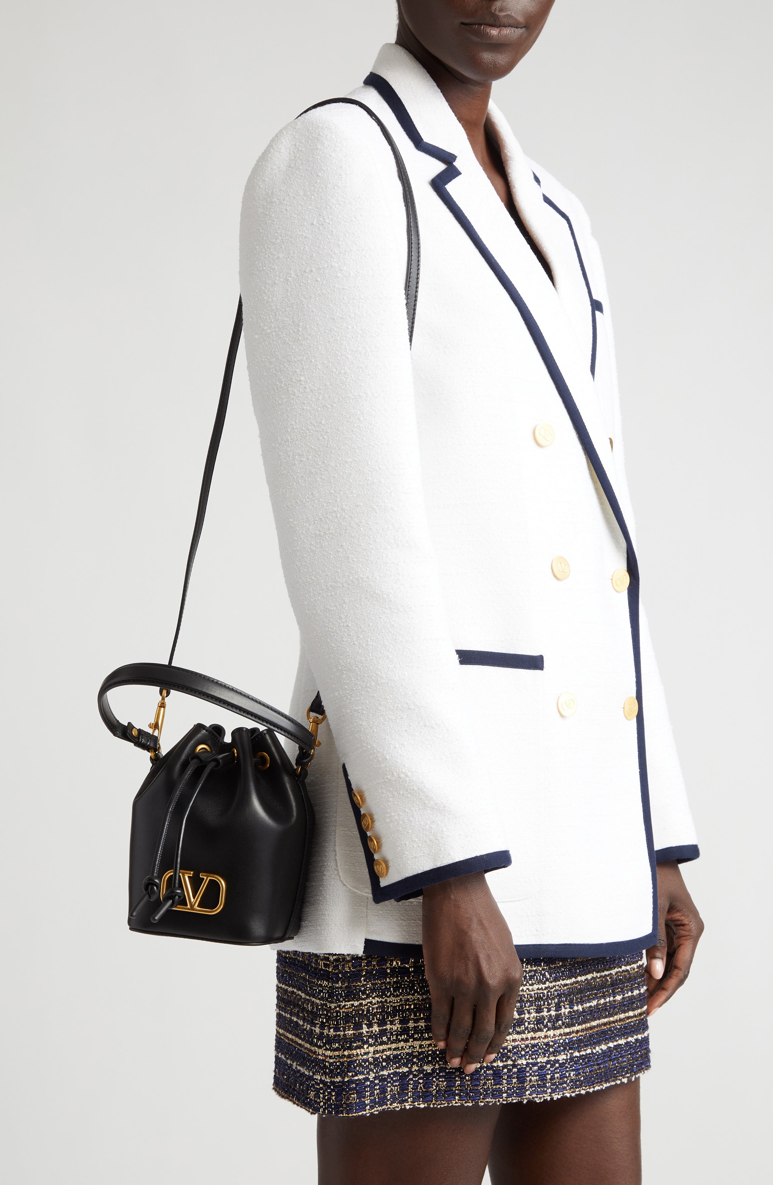 Valentino Garavani Mini VLOGO Signature Leather Bucket Bag, Alternate, color, 