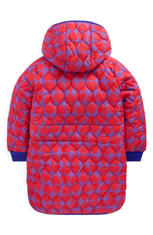 Mini Boden Kids' Cozy Water Repellent Quilted Longline Coat In Green