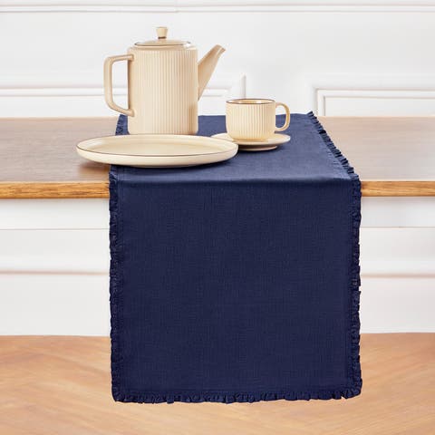 Linen Table Runner for Dining Table, Holiday and Everyday Table Decor - Juliette Ruffle