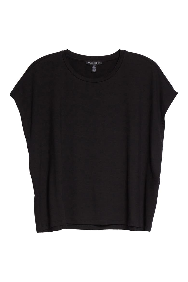 Crewneck Boxy Top, Alternate, color, BLACK