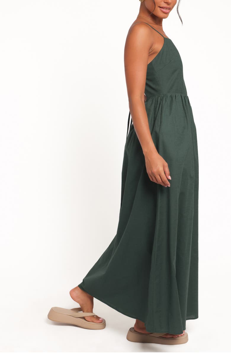 Petal & Pup Savannah Tie Back Cotton & Linen Maxi Dress, Alternate, color, Forest Green