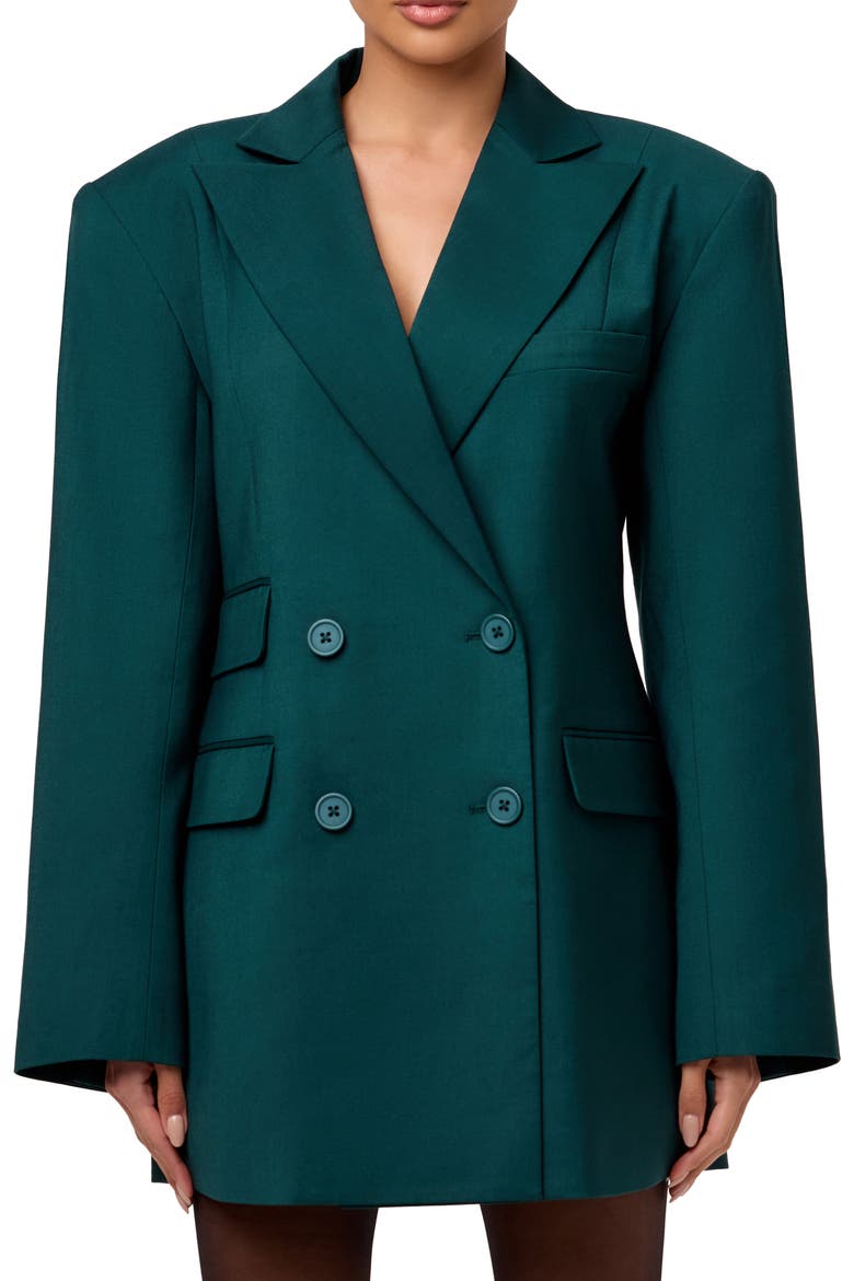 Oversize Long Sleeve Blazer Dress, Main, color, DEEP TEAL