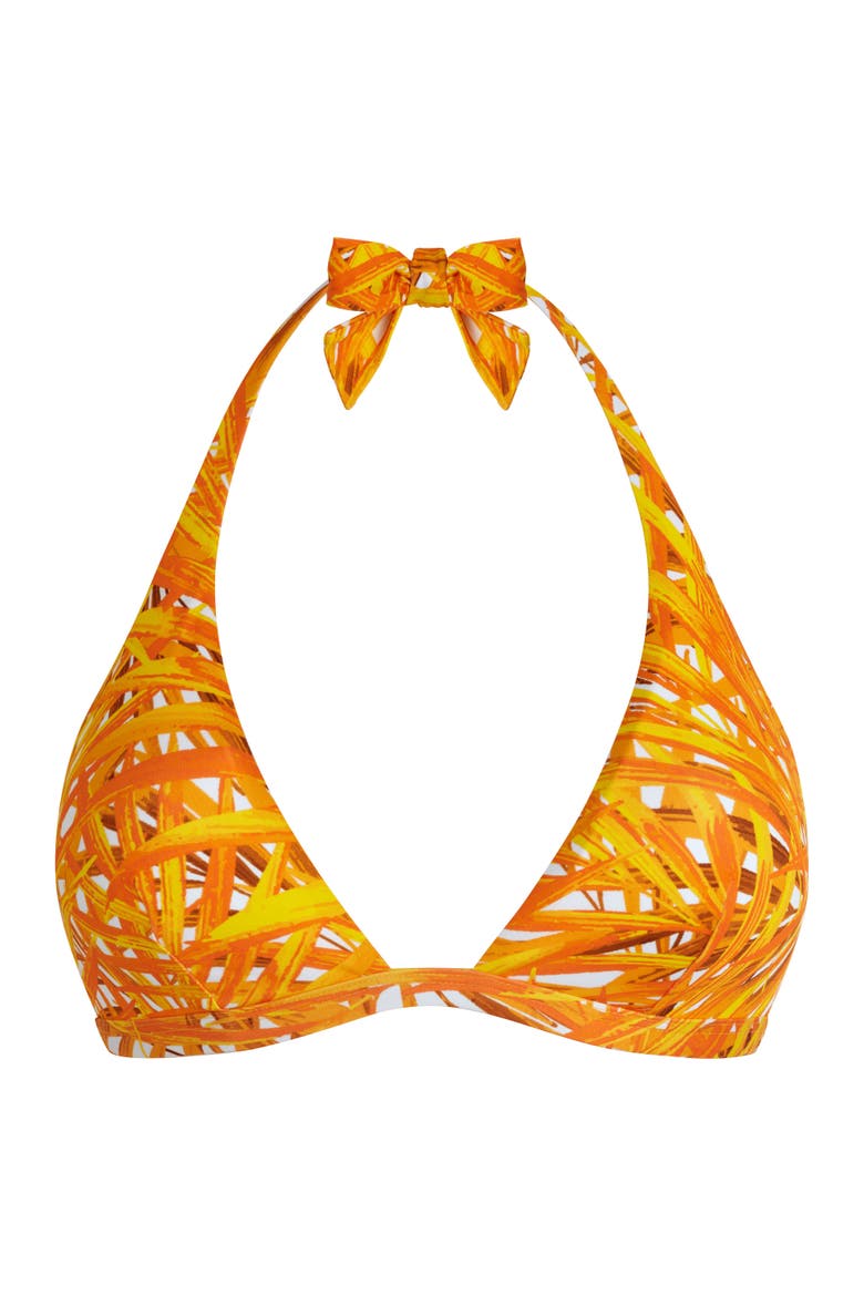 Women's Palm Leaves Side Tie Jersey Bikini Top, Alternate, color, MANGUE