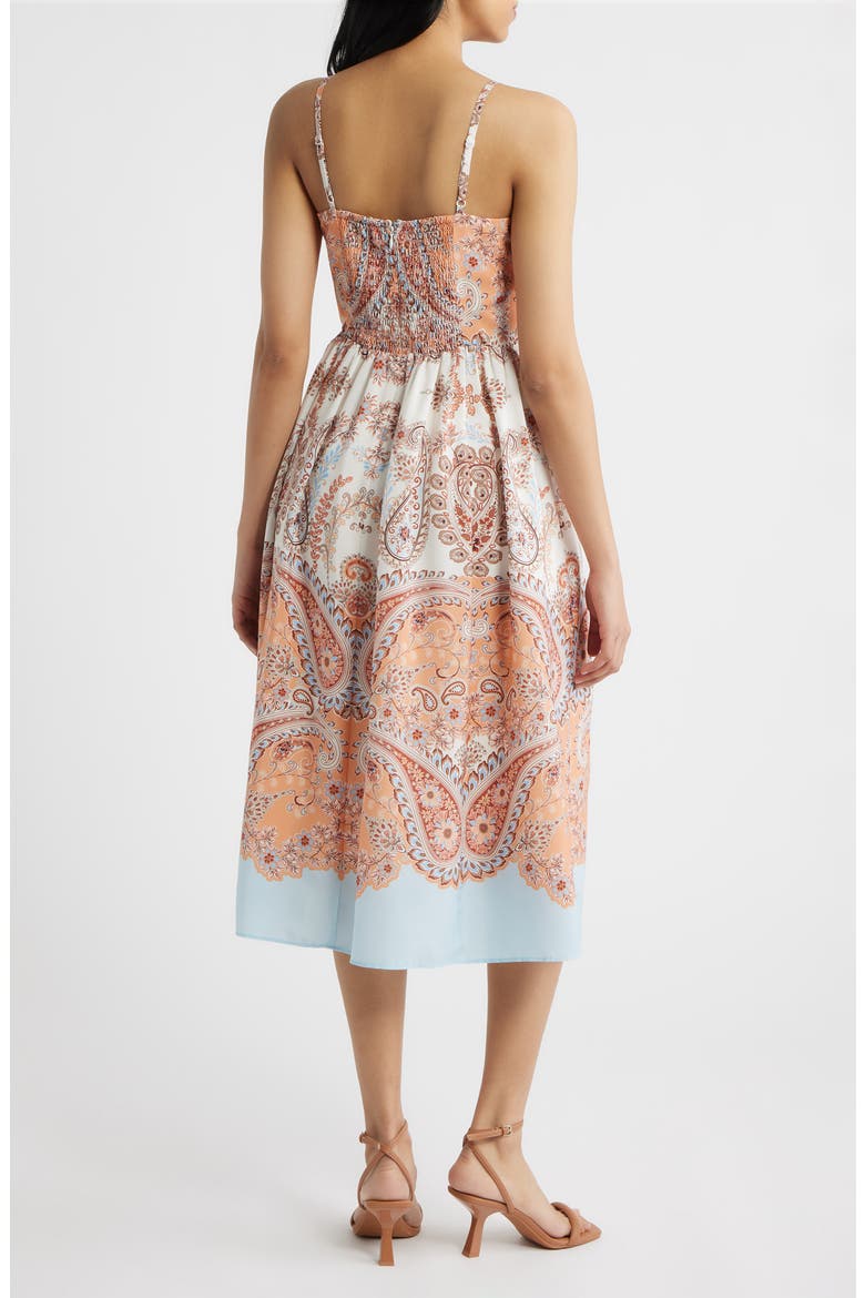 Print Sleeveless Midi Dress, Alternate, color, KHK CHAMBR