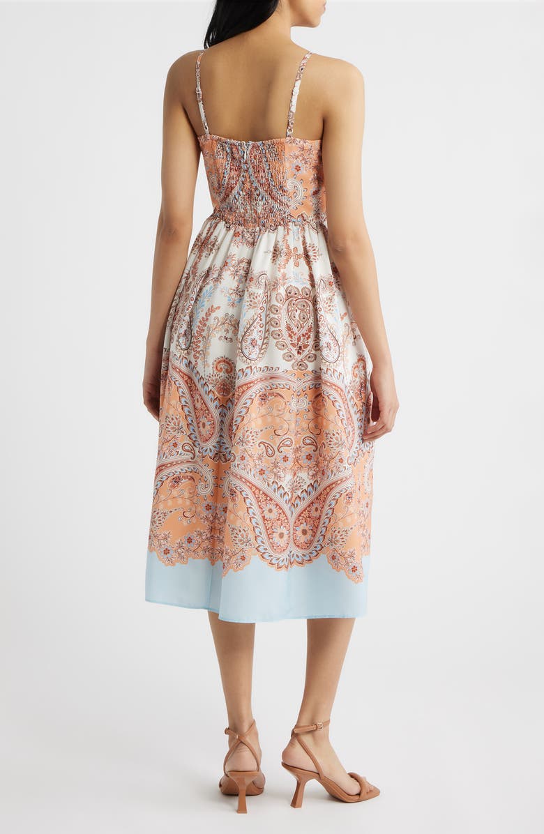 Eliza J Print Sleeveless Midi Dress, Alternate, color, Khk Chambr