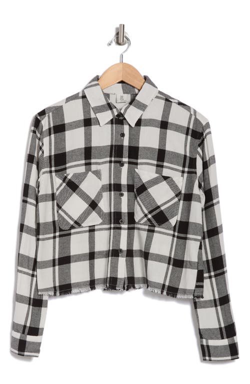 Thread & Supply Tia Plaid Crop Button-up Shirt In Black White Plaid