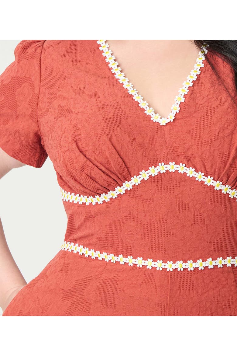 Plus Size 1940s Waistband Romper, Alternate, color, Rust Floral Print
