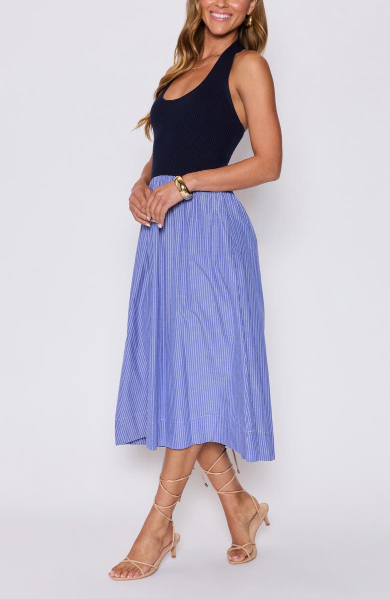 VICI Collection Piper Mixed Media Midi Halter Dress, Alternate, color, Navy