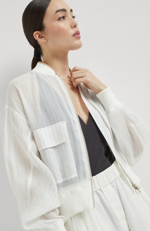 Brunello Cucinelli Pinstriped Cotton Gauze Bomber Jacket