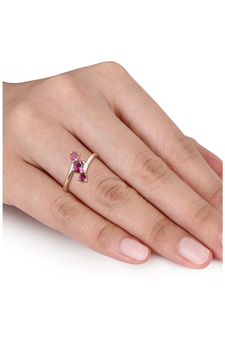 Rhodolite Garnet Sterling Silver Three-Stone Ring, Alternate, color, RED