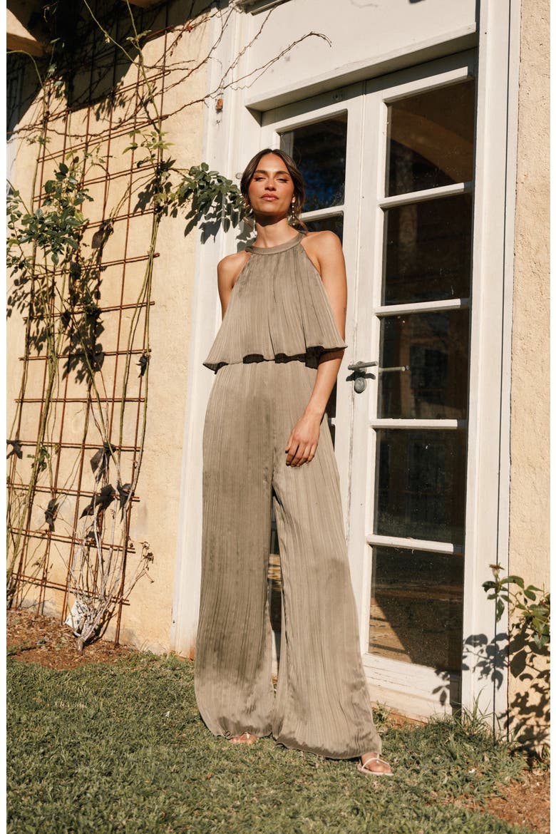 Alina Plissé Jumpsuit, Alternate, color, OLIVE