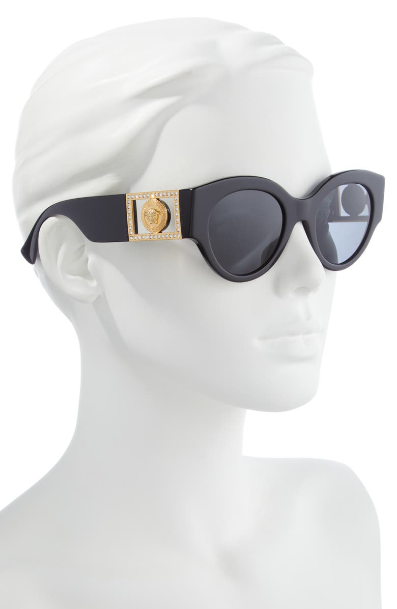Versace 52mm Cat Eye Sunglasses, Alternate, color, Black