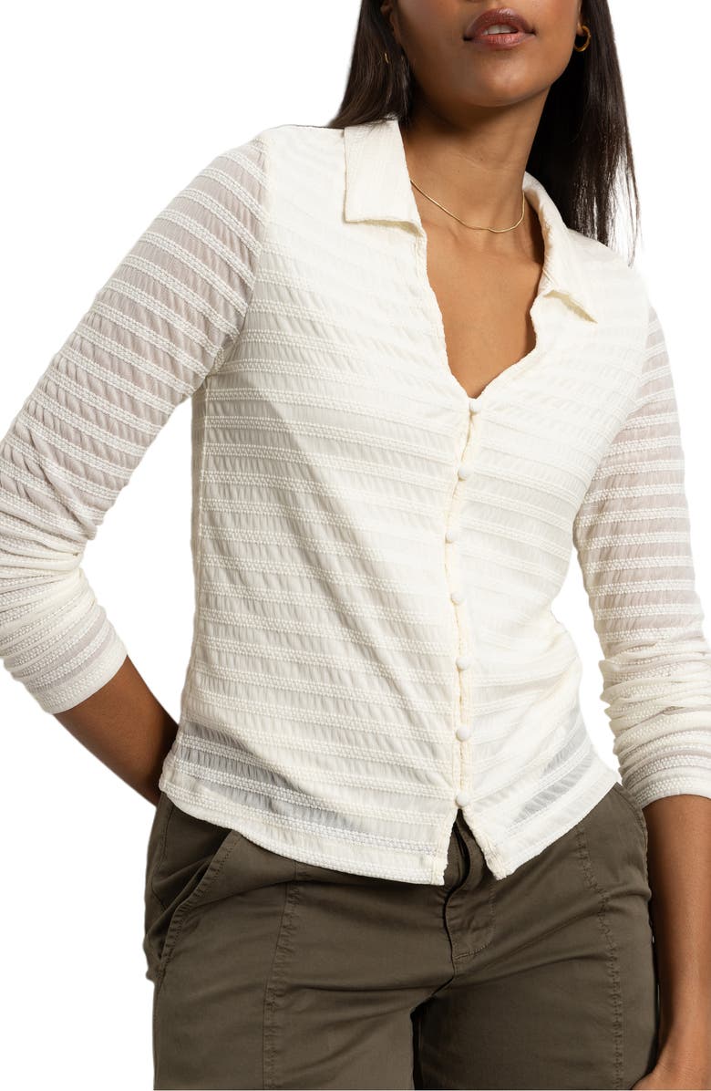 Sanctuary Stretch Lace Button-Up Shirt, Alternate, color, 