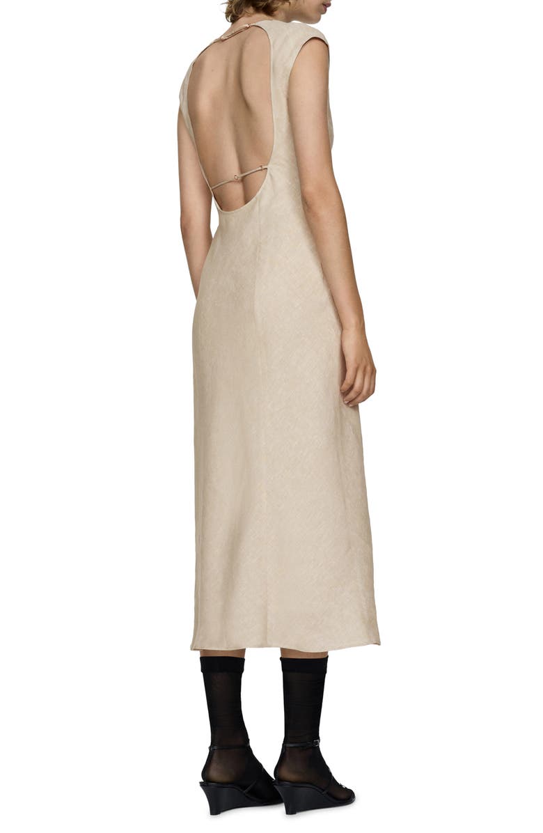 MANGO Open Back Linen Dress, Alternate, color, 