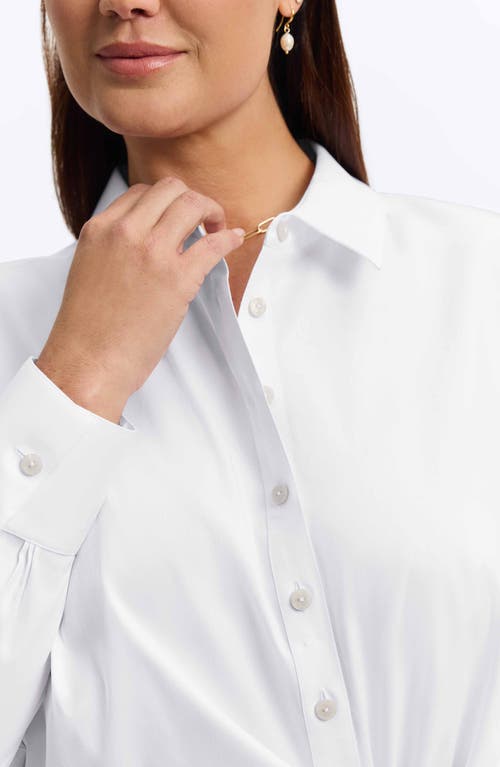 Foxcroft Sabine Side Tie Button-up Shirt In White