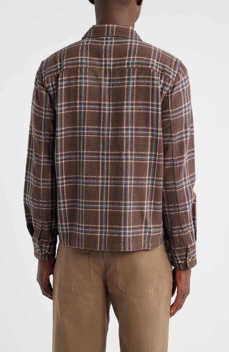 Corridor Venice Plaid Cotton Zip-Up Shirt Jacket, Alternate, color, Brown