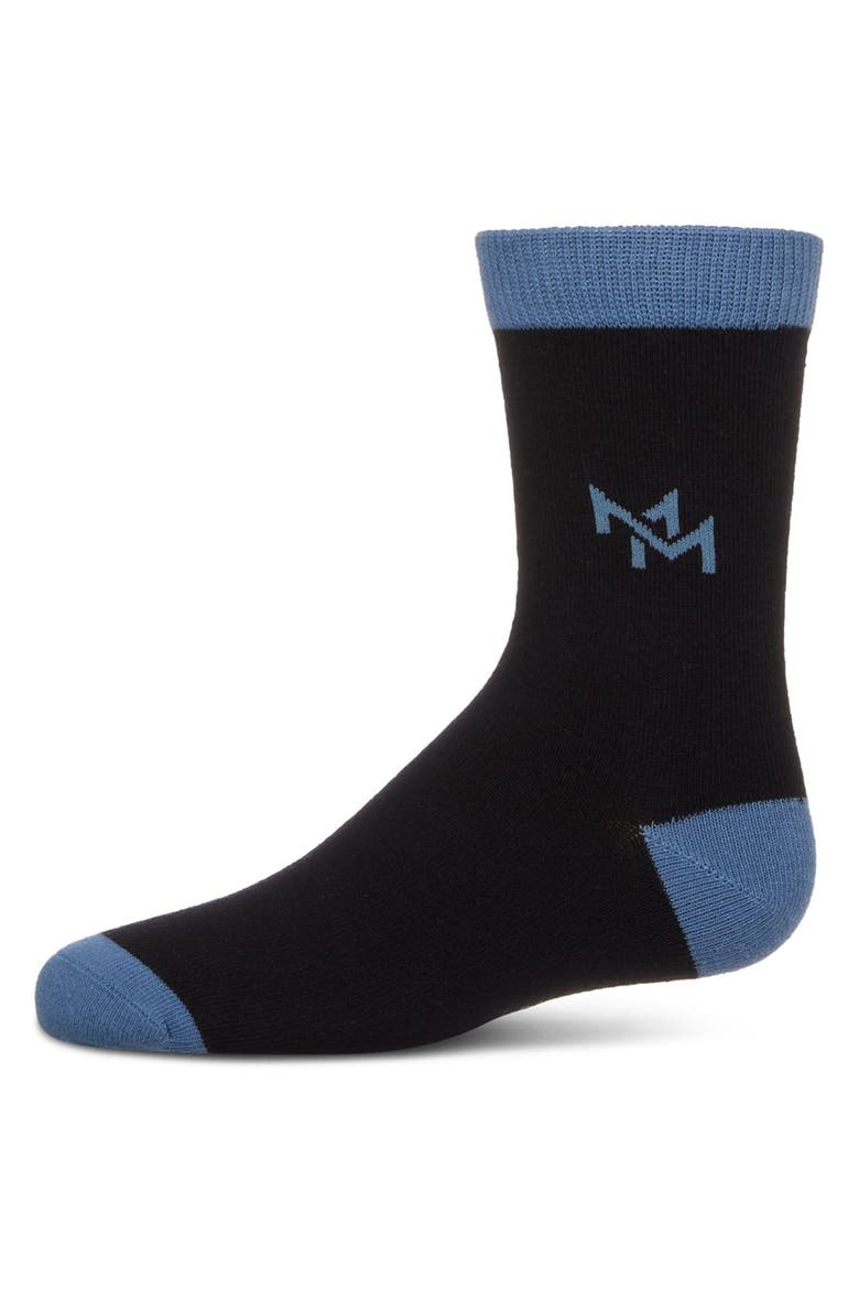 Overlapped-M Fine-Gauge Crew Sock, Main, color, Navy