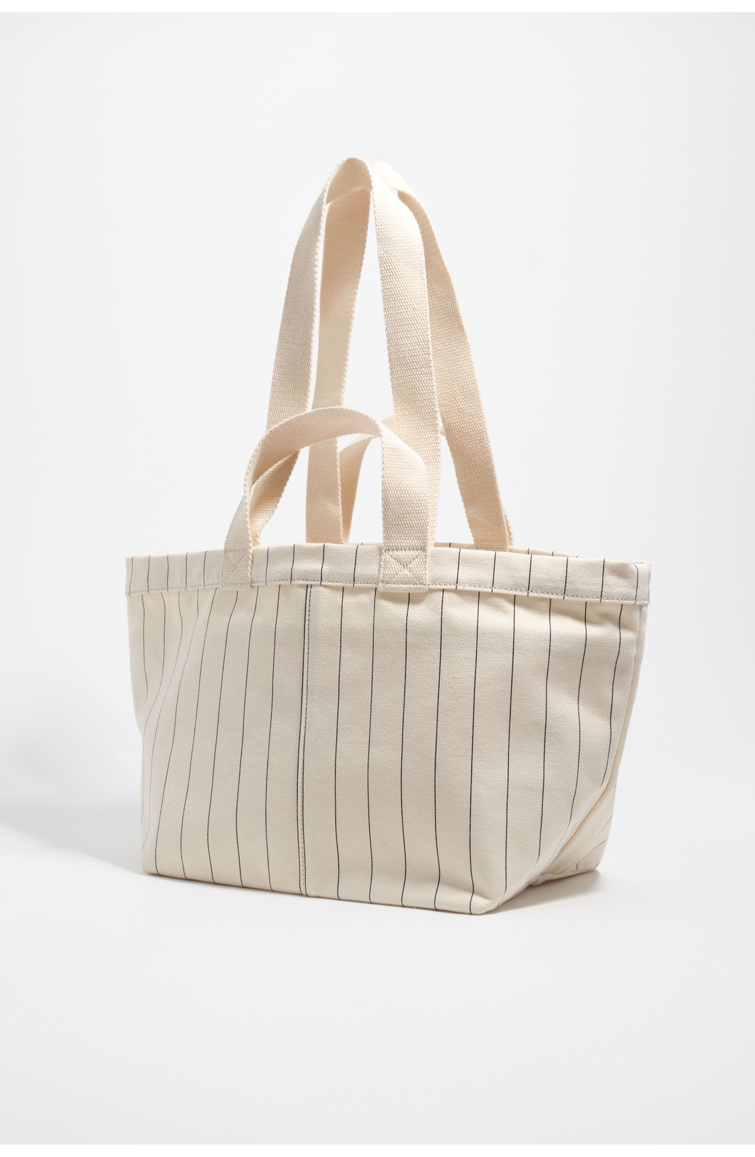 Bimba y Lola Large Off-White Cotton Basket Bag, Alternate, color, Off White