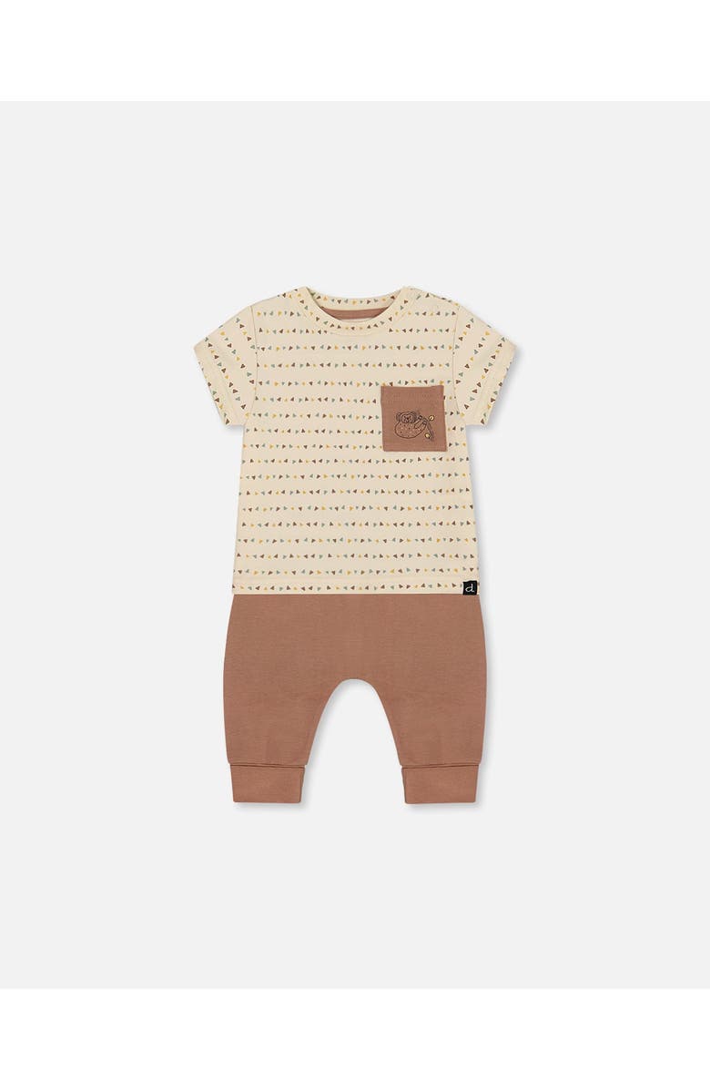 Deux par Deux Baby Boy's Printed Organic Cotton Top And Pant Set Brown, Beige, And Monkey, Main, color, 
