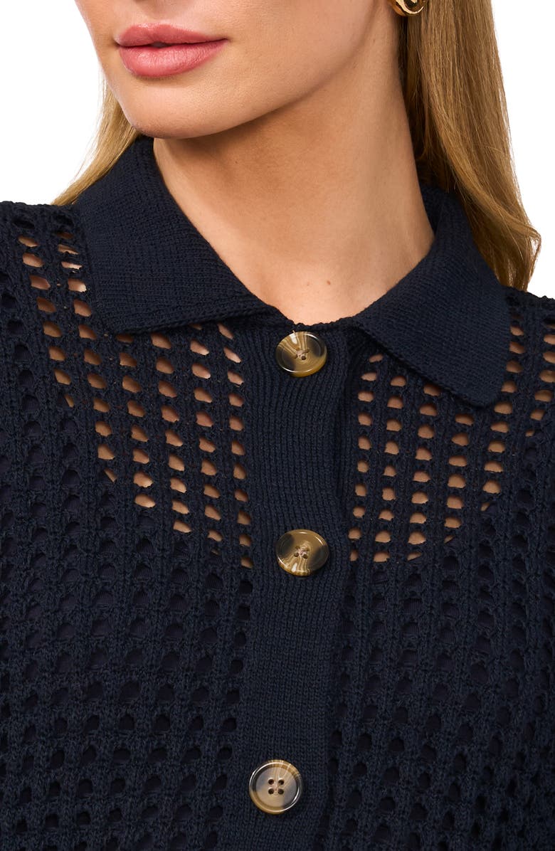 Halogen<sup>®</sup> Recycled Polyester Open Weave Collar Cardigan, Alternate, color, Ink