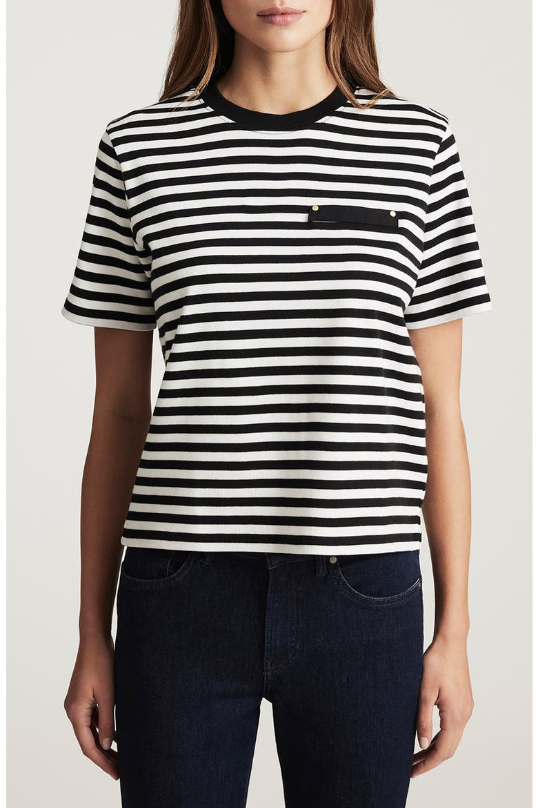 Stripe Short Sleeve Pocket T-Shirt, Main, color, BLACK WHITE STRIPE