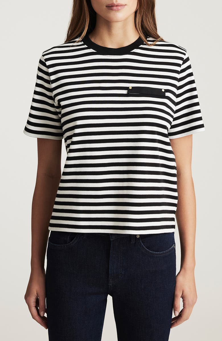 Mavi Jeans Stripe Short Sleeve Pocket T-Shirt, Main, color, Black White Stripe