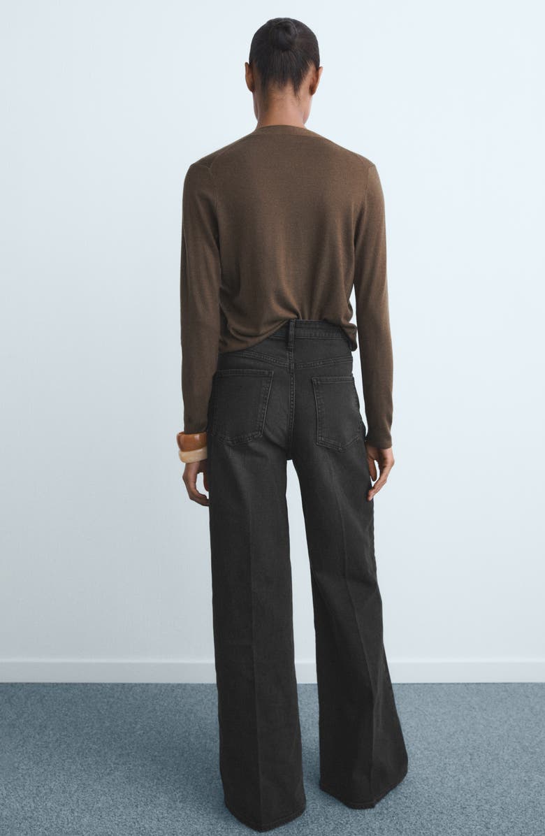 MANGO Elise High Waist Wide Leg Jeans, Alternate, color, Black Denim