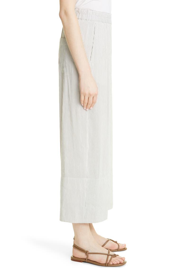 Stripe Linen Blend Crop Pull On Pants, Alternate, color, WHITE/ BLACK
