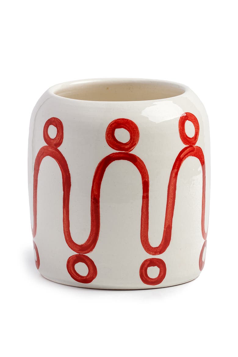 Cycladic Ceramic Vase, Main, color, RED ON WHITE
