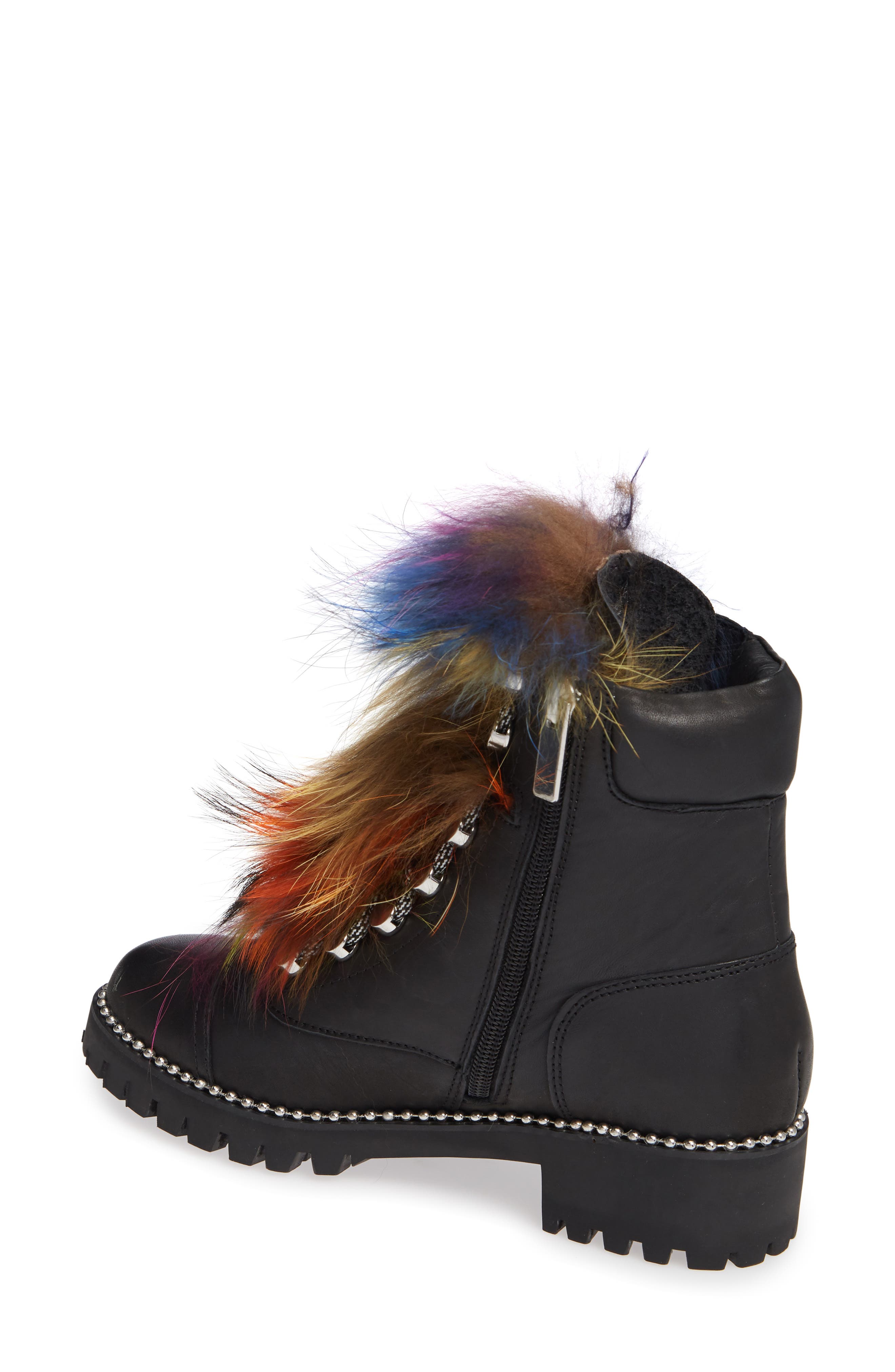 Trekker Boot with Genuine Shearling Trim, Alternate, color, BLACK LEATHER