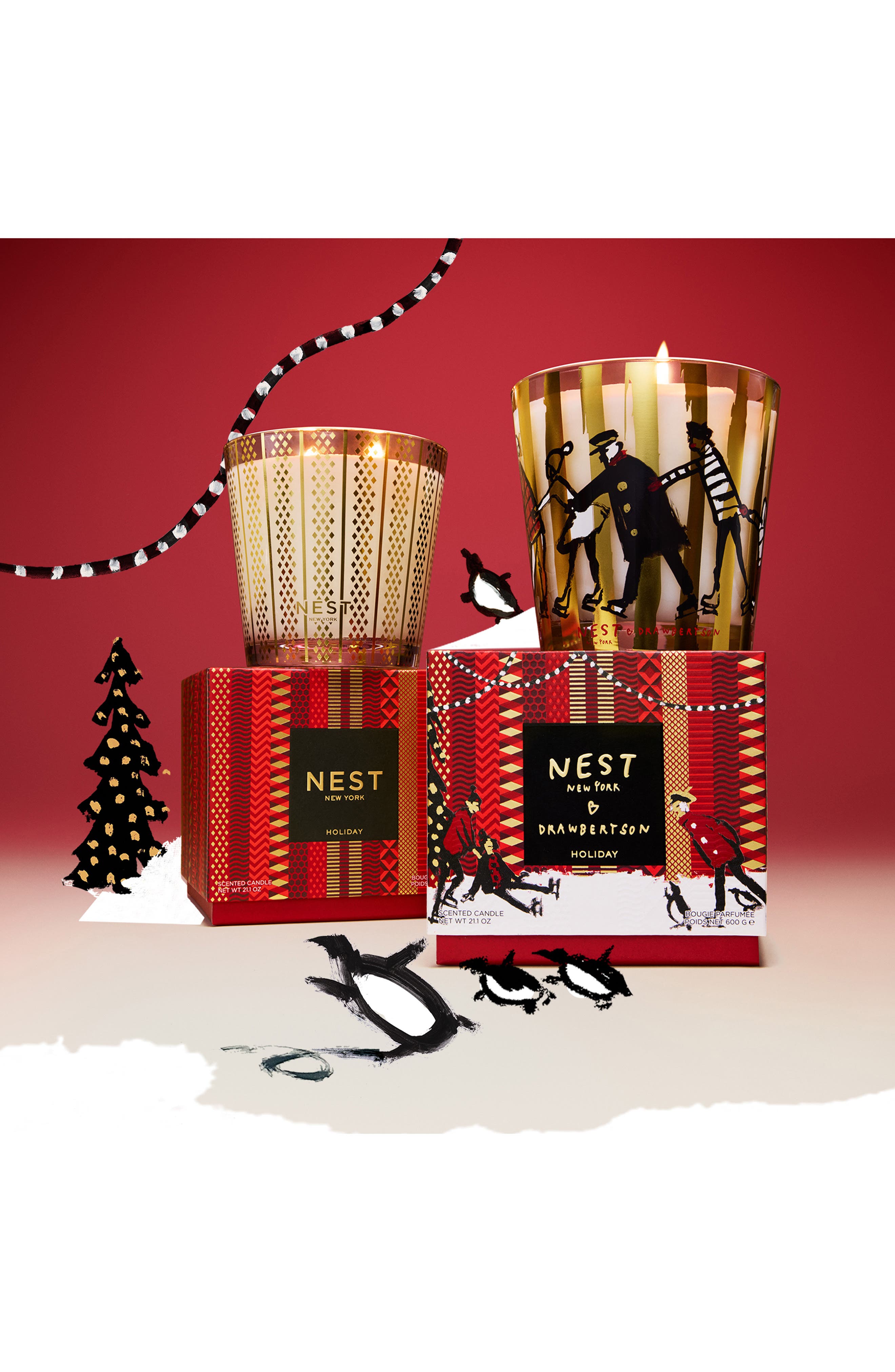 NEST New York Holiday Decorative 3-Wick Drawbertson Candle (Women