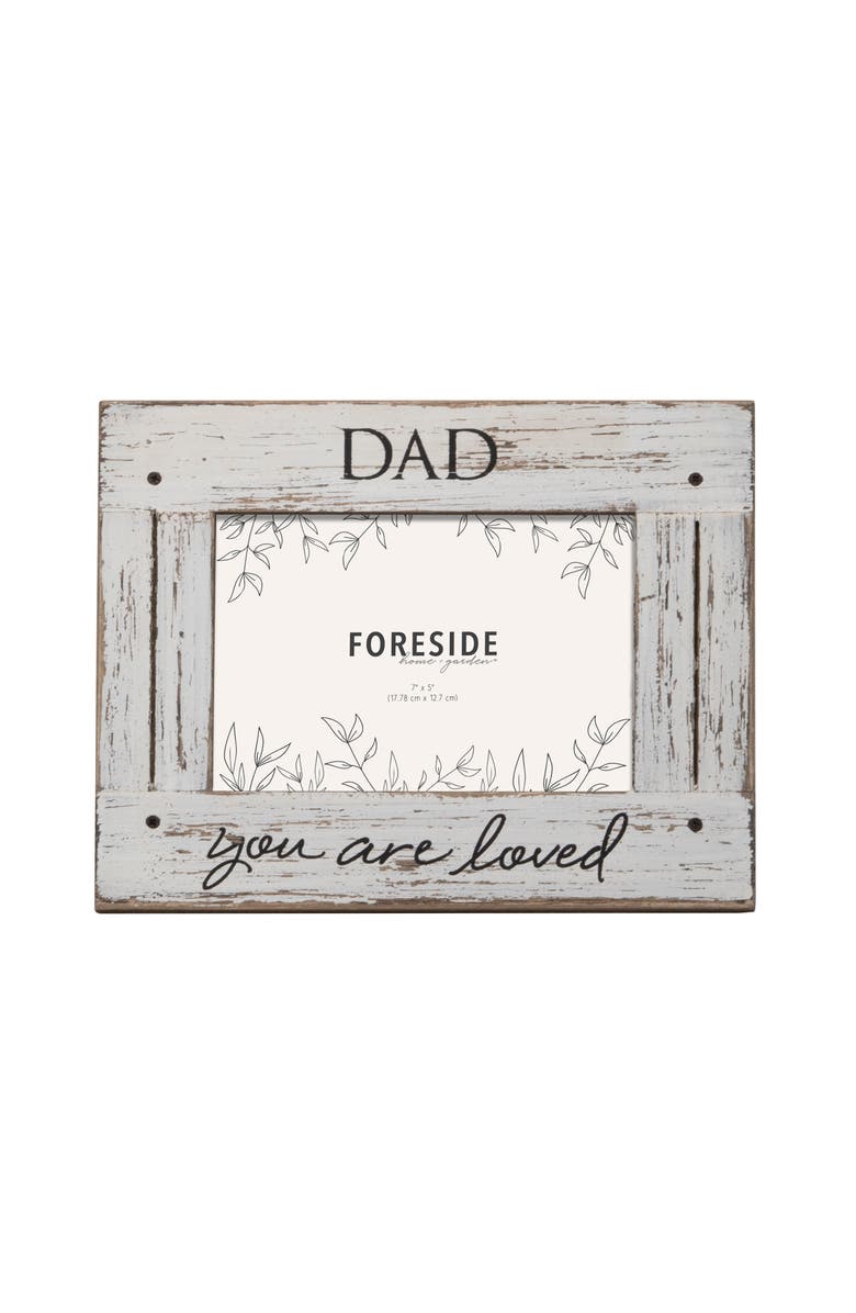 Foreside Home and Garden You Are Loved 5x7 Distressed Wood Picture Frame, Main, color, White