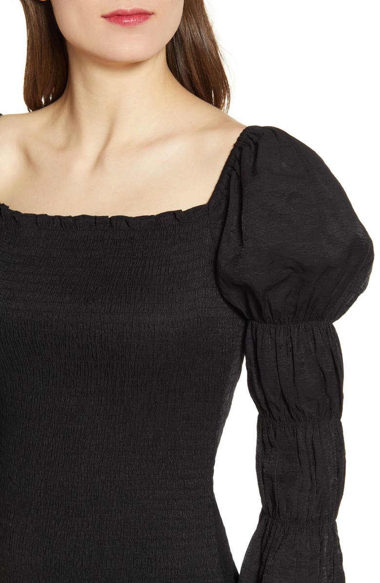 J.O.A. Smock Puff Sleeve Body-Con Minidress, Alternate, color, 