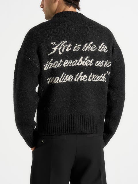 Kamil Art Slogan Brushed Knit Jumper