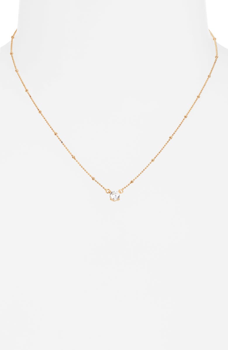 Nordstrom Demi Fine Solitaire Cubic Zirconia Necklace, Alternate, color, 14K Gold Plated