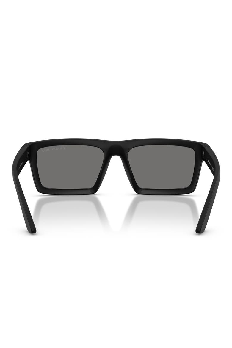 58mm Polarized Rectangular Sunglasses, Alternate, color, MATTE BLACK